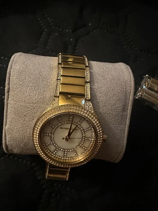 Michael Kors Gold Tone Crystal-Trim Watch Mother of Pearl face - Picture 10 of 11